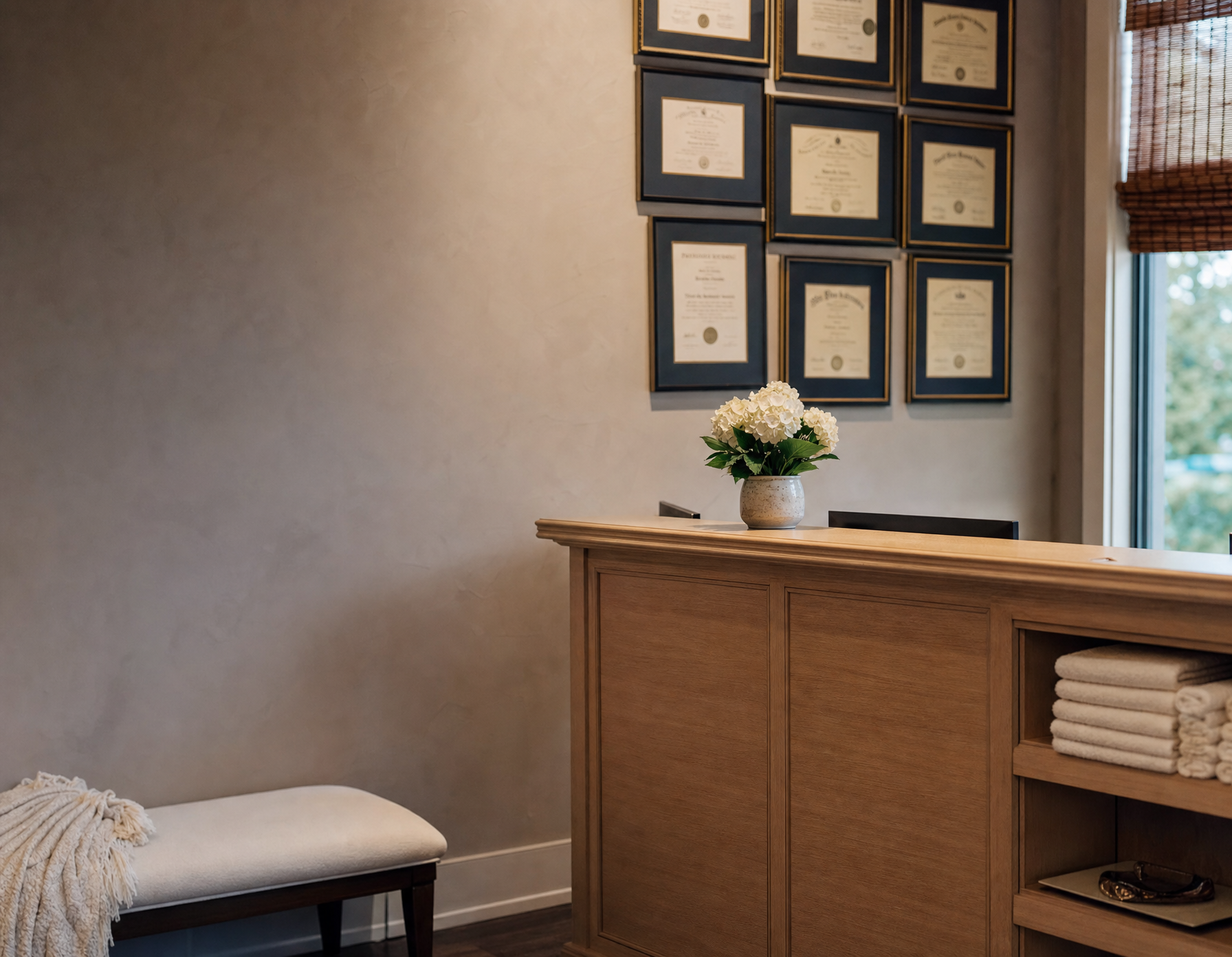Interior of Rejuvenations Medical Spa treatment suite with warm natural light